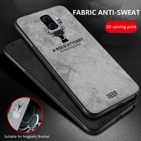 Cloth Texture Deer 3D Soft TPU Magnetic Car Case For Samsung Galaxy S9 S8 Built-in Magnet Plate Case For S10 S9 S8 Plus E Cover ► Photo 1/6