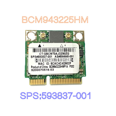 New BCM943225HM8L 593837-001 Broadcom Half Mini PCI-E Wireless Card WIFI BCM943225 BCM43225 4322 ► Photo 1/4