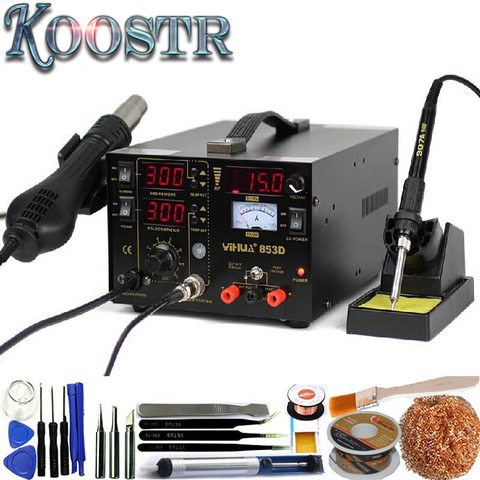 Free shipping 220V/110V EU/US PLUG 3 in 1 Hot air gun rework station YIHUA 853D Soldering station power supply soldering ► Photo 1/5