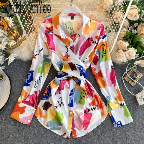 2022 Spring Fashion Blouse Women Turn Down Collar Shirt Elegant Womens Tops And Blouses Long Tunic Desigual Ladies Tops Blusas ► Photo 1/6