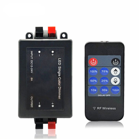 LED Single Color Dimmer 3Key 11Key RF Remote Control Wireless Plastic LED Dimmer Controller 12V 24V DC 8A ► Photo 1/6