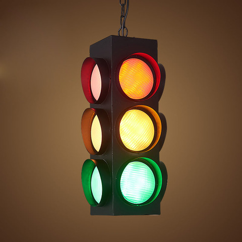 Vintage Retro Loft Industrial Black Painted Matte Traffic Lights Always on / Remote Control Light Cafe Shop Village Bar ► Photo 1/6