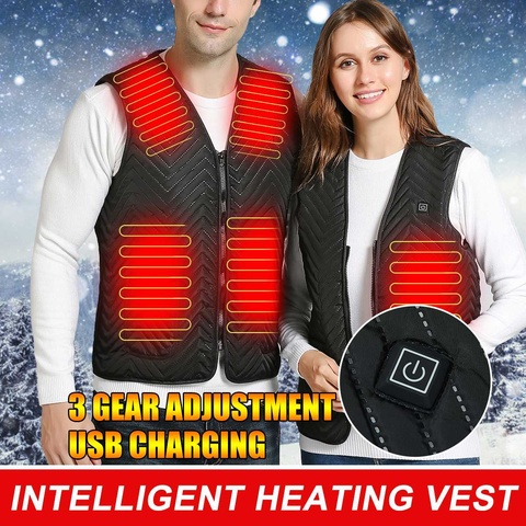 Men Women Outdoor Electric Heating Seven Zone Intelligent Heating Vest Jacket with Cashmere inside Waistcoat For Sports Hiking ► Photo 1/6