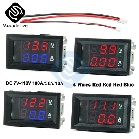 DC 7V-110V 0.28 inch 3-digit Mini Digital LED Dual Display Voltmeter Ammeter 50a/100a/10a Volt Voltage Amp Meter for Car 12V 24V ► Photo 1/6