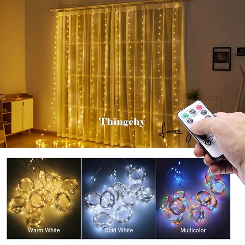3M LED Curtain Garland on the Window USB String Lights Fairy Festoon Remote Control New Year Christmas Decorations for Home Room ► Photo 1/6