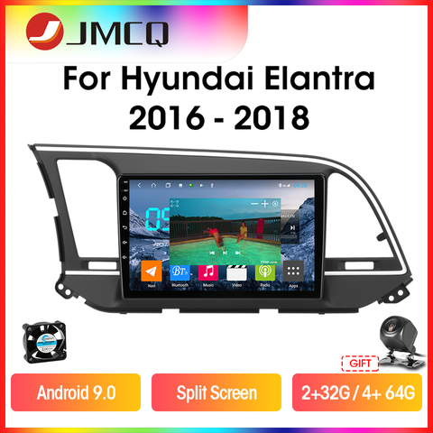 JMCQ T9 Car Radio For Hyundai Elantra 6 2015 2016 2017 2022 Multimidia Video Player 2 din Android 9.0 GPS Navigaion Split Screen ► Photo 1/6