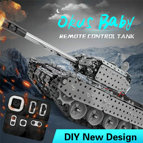 2.4G 10CH RC Tank DIY Stainless Steel Assemble Vehicle Tank Metal RC Car Model Assembly Toys For Kids ► Photo 1/5