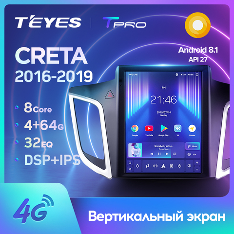 TEYES TPRO For Hyundai Creta IX25 Tesla screen style 2016 2022 Car Radio Multimedia Video Player Navigation GPS Android 8.1 ► Photo 1/6