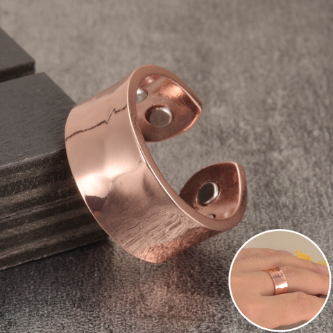 Vinterly Copper Magnetic Ring Mens Health Energy Simple Adjustable Ring Open Cuff Pure Copper Finger Ring for Arthritis Pain ► Photo 1/6