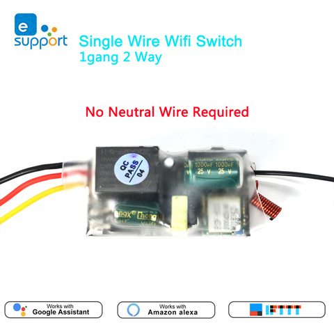 eWelink Single Wire WIFI Module 1gang 2 way RF433Mhz no neutral wire required work with Alexa and google home 220-240V ► Photo 1/6