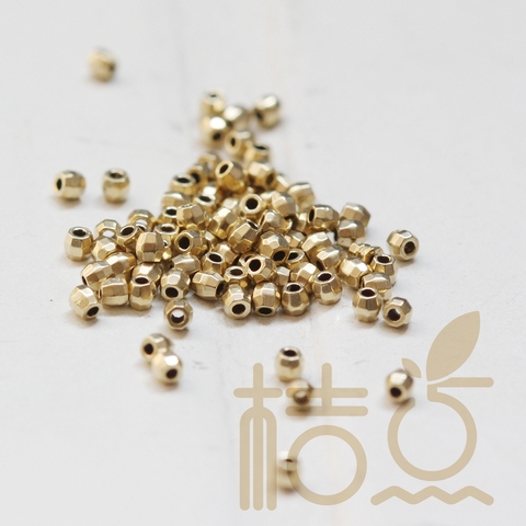 50 Pieces Raw Brass Faceted Ball Spacer - Metal Seed Bead - 1.76x1.66mm (3876C-V-283A) ► Photo 1/2