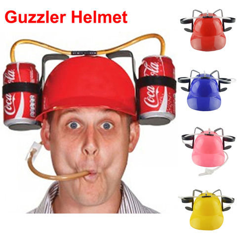 Lazy lounge Beer Soda Guzzler Helmet Drinking Hat Birthday Party Cool Unique Toy Handsfree Drink Toy Miner Hat ► Photo 1/6