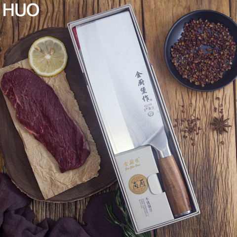 Chinese Kitchen Knife 4Cr13 High Carbon Cleaver Durable Chef Slicing Chopping Knife Ultra Sharp Blade Color Wood Handle Knives ► Photo 1/6
