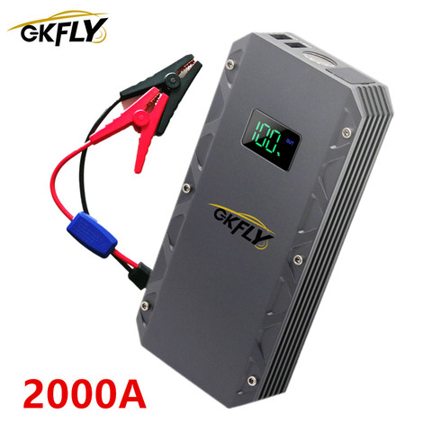 GKFLY High Power 24000mAh Car Jump Starter 12V 2000A Portable Starting Device Power Bank Car Charger For Car Battery Booster LED ► Photo 1/6