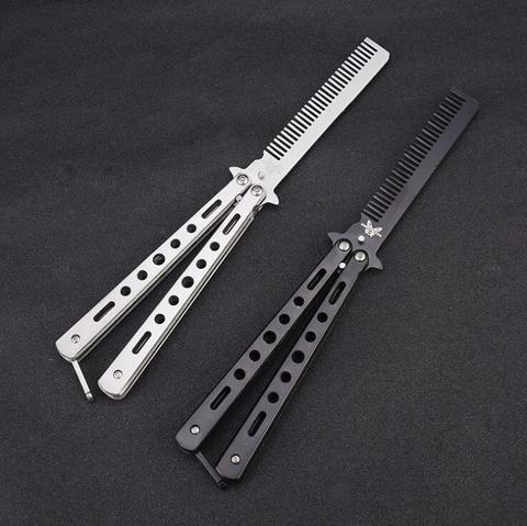 stainless steel practice training butterfly knife Comb Beard & Moustache Brushes Styling Tool Rainbow Foldable ► Photo 1/5