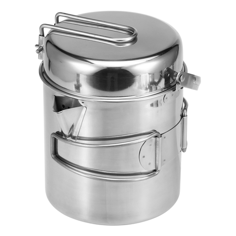 1L Stainless Steel Cooking Kettle Portable Outdoor Camping Pot Pan with Foldable Handle Backpacking Hiking Picnic Camping Kettle ► Photo 1/6