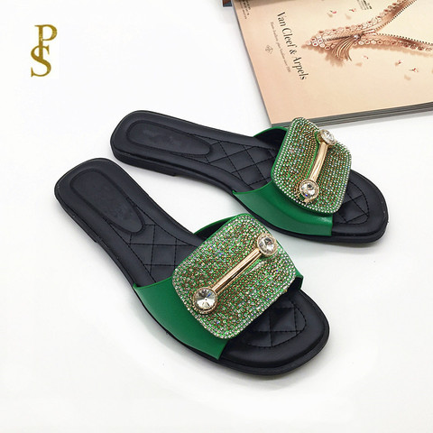 Flats with rhinestones for women Comfortable women's slippers African style mom shoes ► Photo 1/6