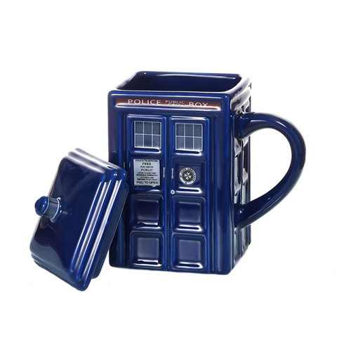 Doctor Who Tardis Police Box Coffee Mug Ceramic Cup With Lid Cover For Tea Milk Mugs Creative Christmas Presents For Kids ► Photo 1/6