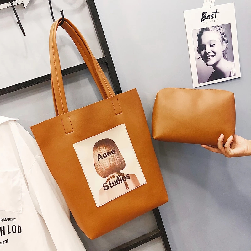 Casual Tote Top-Handle Lady,Fashion retro PU leather large capacity handbag