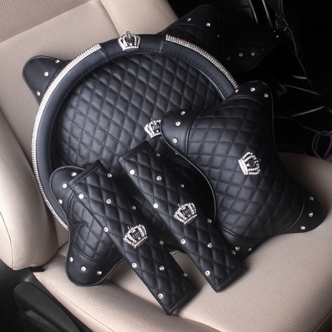 Auto Car Black PU Leather Diamond Steering Wheel Cover Universal Accessories