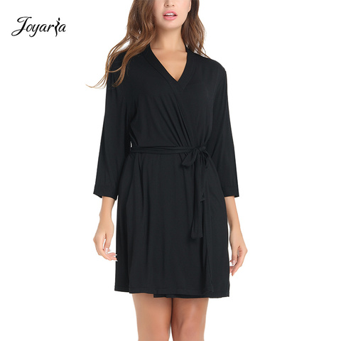 Joyaria Women Bamboo Kimono Robe Short Lightweight Bathrobe with Pockets Nightwear for Women Bridesmaid Robes Dressing Gowns ► Photo 1/6
