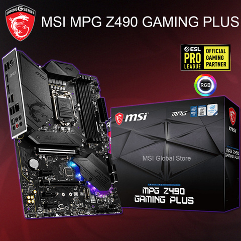 LGA 1200 MSI MPG Z490 GAMING PLUS Motherboard DDR4 4000MHz PCI-E 3.0 M.2 HDMI Desktop MSI Z490 Placa-Mãe 1200 DisplayPort ATX ► Photo 1/6