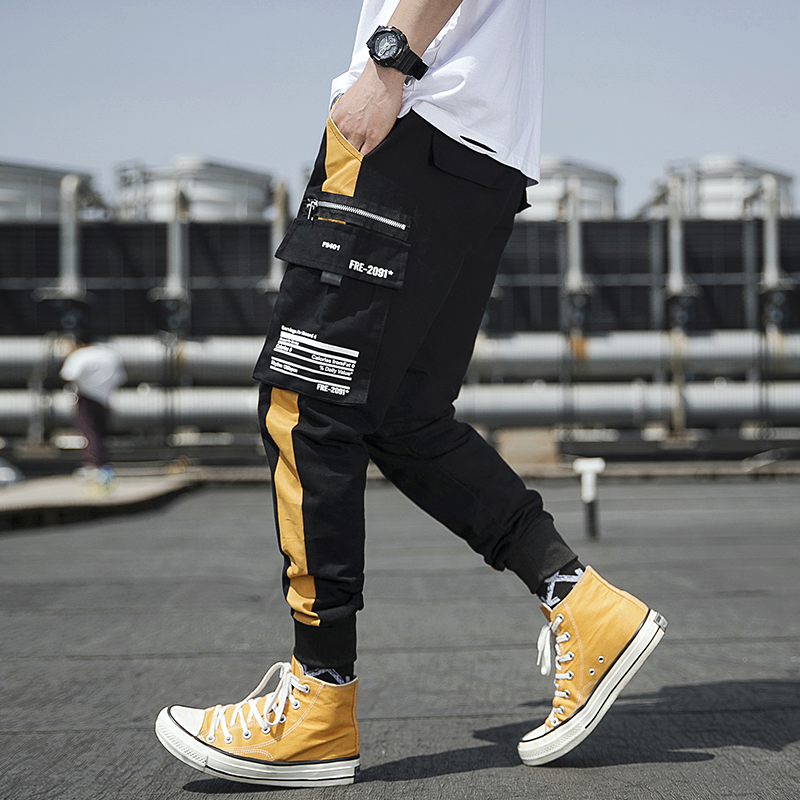 Ribbons Harem Joggers Men Cargo Pants Streetwear 2022 Hip Hop