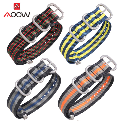 Heavy Duty Zulu Watchband Nylon Canvas Strap 18mm 20mm 22mm 24mm Striped 5 Ring NATO Men Replacement Band Watch Accessories ► Photo 1/6