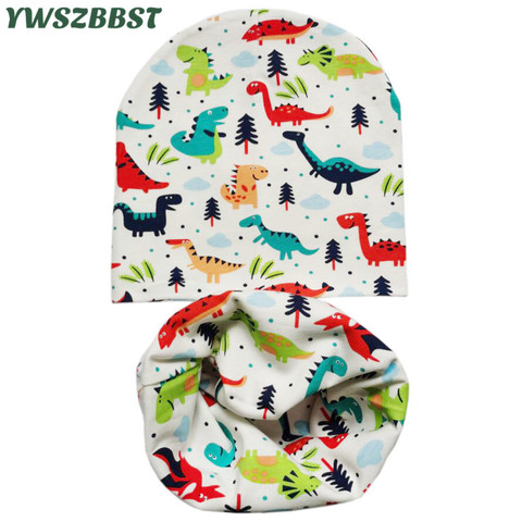 New Winter Children Scarf Hat Sets Cartoon Dinosaur Baby Head Cover Spring Warm Neck Collar Kids Beanies Set Cotton Children Hat ► Photo 1/6