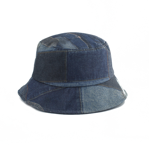 Fashion Patchwork Denim Bucket Hat Women Men Hiking Fishing Sun Hat Spring Summer Vintage Fisherman Hat Gorro Hip Hop ► Photo 1/6