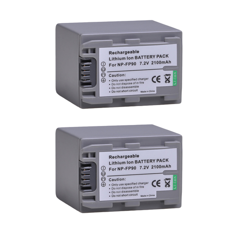 2x NP-FP90 NPFP90 Battery for Sony DCR-HC30 40 43E 85 94E 96 DCR-SR30 60E 70E 80E 100 Camcorders as NP-FP30 FP50 FP60 FP70 FP71 ► Photo 1/6