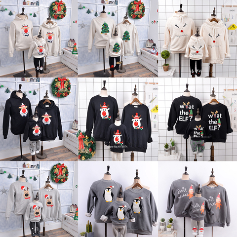 Christmas Mother Daughter Father Son Family Look Deer Print Sweaters Xmas Family Matching Outfits Mommy and Me Clothes ► Photo 1/6