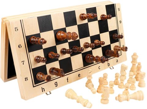 39CM Large Magnetic Tournament Staunton Wooden Chess Board Game Set with Crafted Chesspiece & Storage Slots  2 Extra Queen ► Photo 1/5