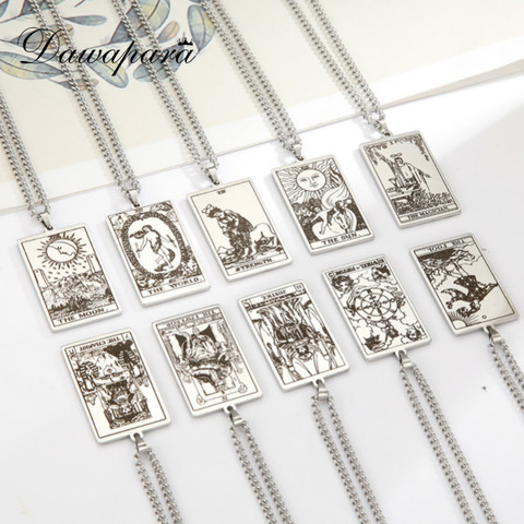 Dawapara Tarot Cards Necklace Vintage Stainless Steel Jewelry New Year Gift The Major Arcana Pendant Necklaces ► Photo 1/6