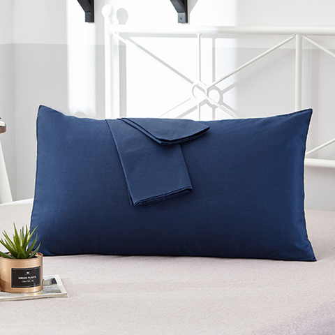 2022 100% Cotton Solid Color Bed Pillow Cover 48*74cm Rectangular Pink/Blue/Grey Pillowcase Sleeping Bedding Pillow Case ► Photo 1/6