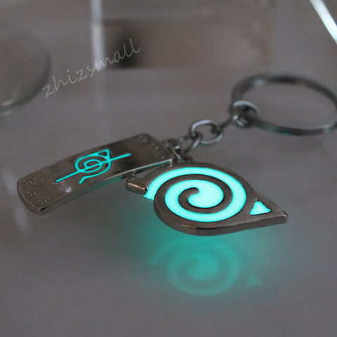 Naruto keychain Naruto Uzumaki Naruto Konoha Logo Anime Keychain key ring GLOW in the DARK Luminous keychain Pendants ► Photo 1/1