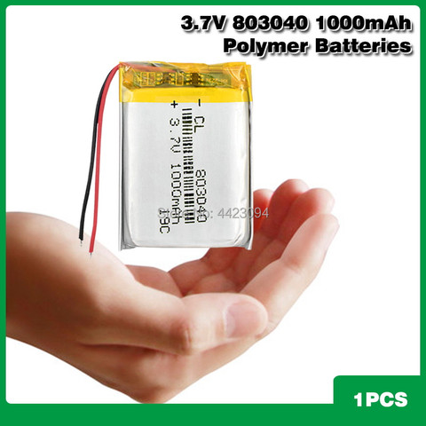 3.7V 1000mAh 803040 Li-Po ion Rechargeable battery for GPS PSP mp3 mp4 mp5 Bluetooth speaker sound mobile Pocket PC e-books cell ► Photo 1/6