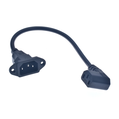 IEC320 C14 to C13 Extension cord,C14 with screw holes and C13 Right Angled Short,30CM lenght,H05VV-F 3G 0.75MM ► Photo 1/6