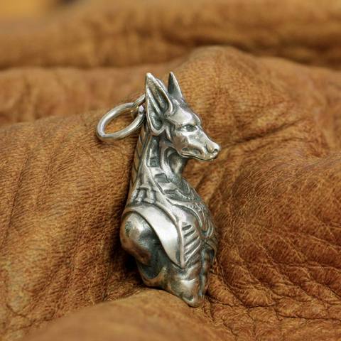 925 Sterling Silver Anubis Pendant Mens Biker Punk Death Pendant TA243 ► Photo 1/6