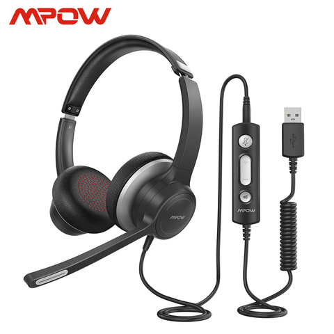 Mpow 328/HC6 Lighhtweight USB Headset/ 3.5mm Computer Headset with Microphone In-line Control For Call Center Skype PC Cellphone ► Photo 1/6