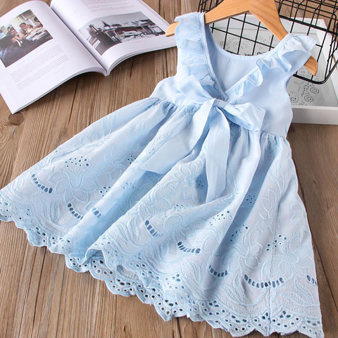 2022 New Summer Girls' Dress Strap Hollow Embroidery Casual Sleeveless Party Princess Dress Children'S Baby Kids Girls Clothing ► Photo 1/6