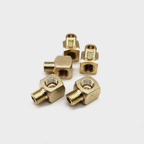 2pcs M10x1 Female to Male Metric Thread Brass Elbow Pipe Fitting Oil Lubrication System Connector Joint ► Photo 1/2