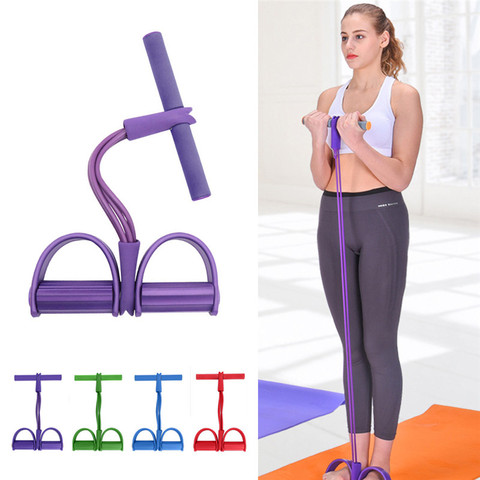 Fitness Gum 4 Tube Resistance Bands Latex Pedal Exerciser Sit-Up Pull Rope Expander Elastic Bands Yoga Equipment Pilates Workout ► Photo 1/6