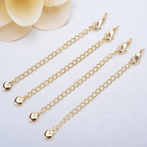 4PCS Full length 50MM 24K Gold Color Plated Brass Extender Chain with Lobster Clasps High Quality Jewelry Accessories ► Photo 1/5