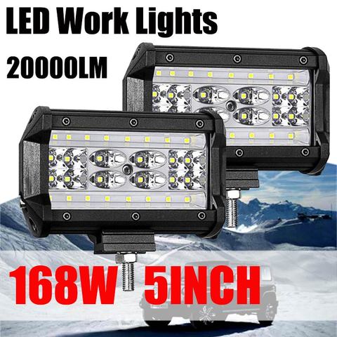LED Work Light Bar 168W 5inch Headlights for Tractor Boat ATV  SUV Jeep Truck Driving Lamp Combo led Beams Offroad Fog Lights ► Photo 1/6