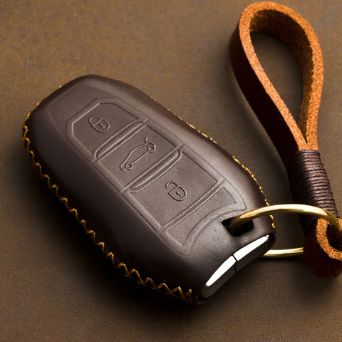 1 PCS Genuine Leather key Case key cover  For Citroen DS5 DS5LS DS6 DS4S  key cover  cars accesorios ► Photo 1/6