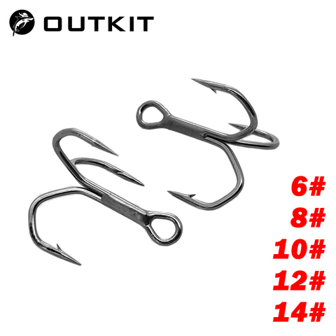 OUTKIT High Quality 5pcs/box New Design 4xStrengthen Steel Alloy Sharp Lure Treble Hook 6-14#Fishing Tackle Hook Fishing Box ► Photo 1/6