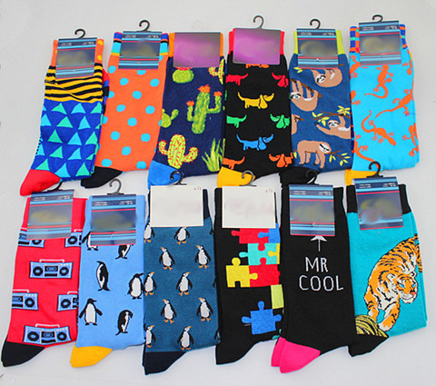 New Mens sock Brand Cactus Panda Monkey Pattern Hip hop Cool Socks for Men Winter Thick Long Skate Funny Socks Colorful EUR40-47 ► Photo 1/6