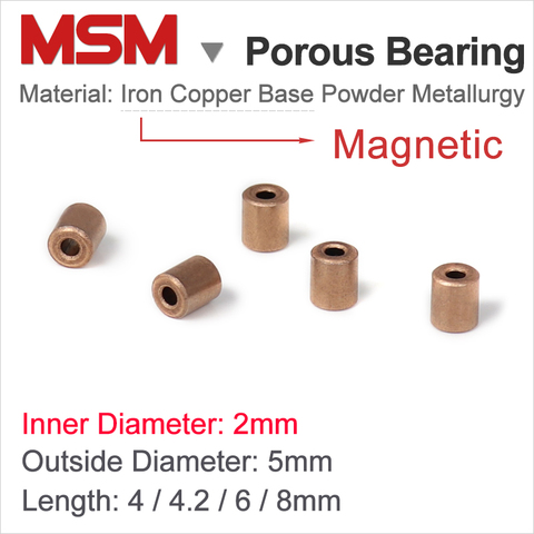 MSM 2x5x4/ 2x5x4.2/ 2x5x6/ 2x5x8mm Porous Bearings Iron Copper Base Powder Metallurgy Oil Bushing Mini Bearing Shaft Sleeve ► Photo 1/1