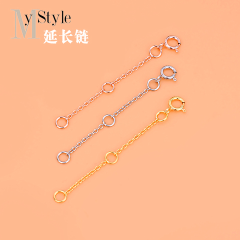 Necklace extension chain tail 925 Silver Sterling Silver Bracelet DIY accessories chain adjustment chain extension ► Photo 1/6